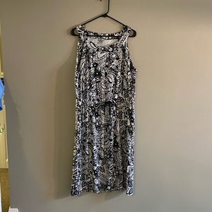 T by Talbot Black and White Jersey Dress with Waist Tie Size XLP